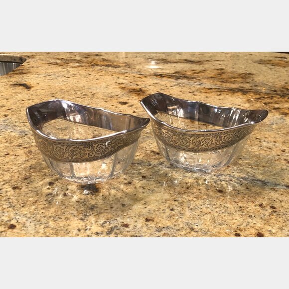 Pair Of Heisey Cut Glass Bowls With Sterling Silver Overlay - Picture 7 of 7